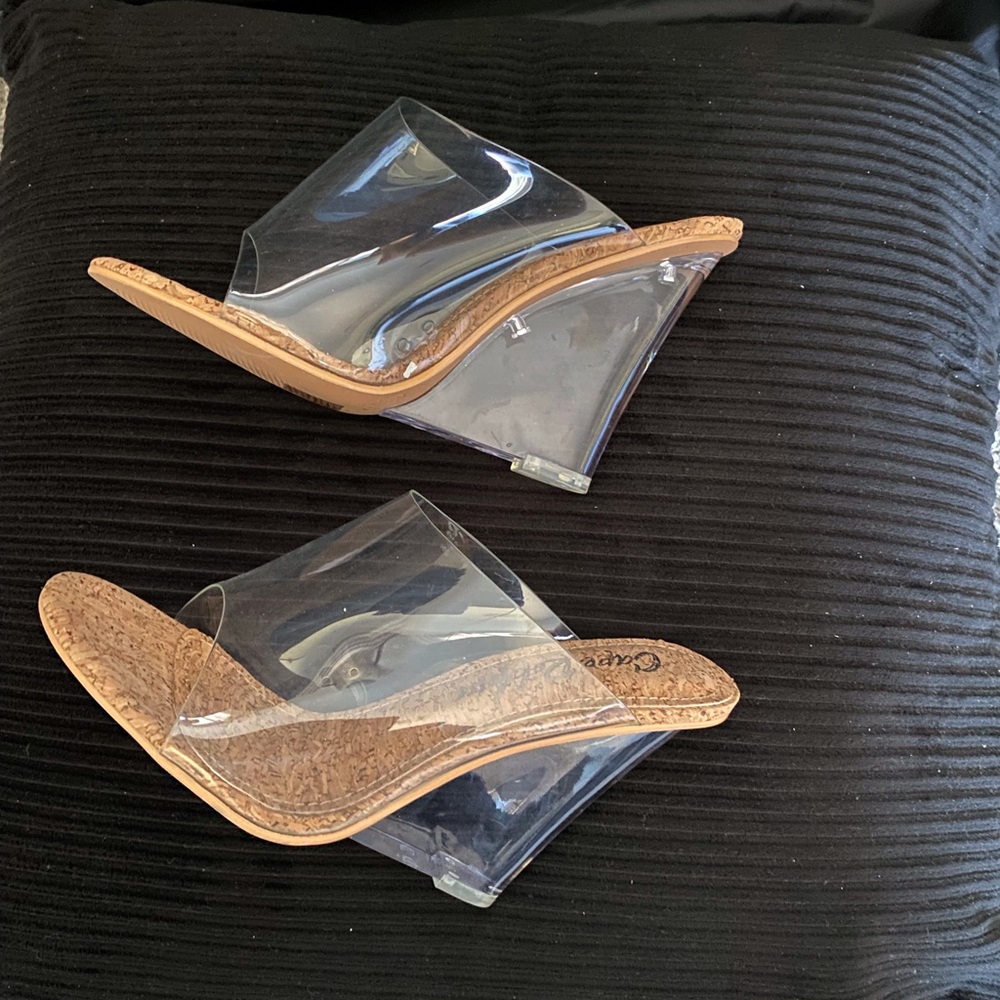 Chic Clear Wedge Sandals with Cork Detail